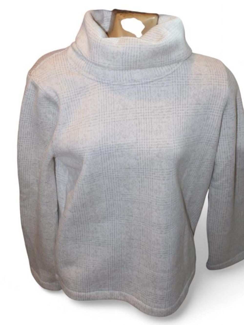 J. Crew Cream Plaid Turtleneck Sweater